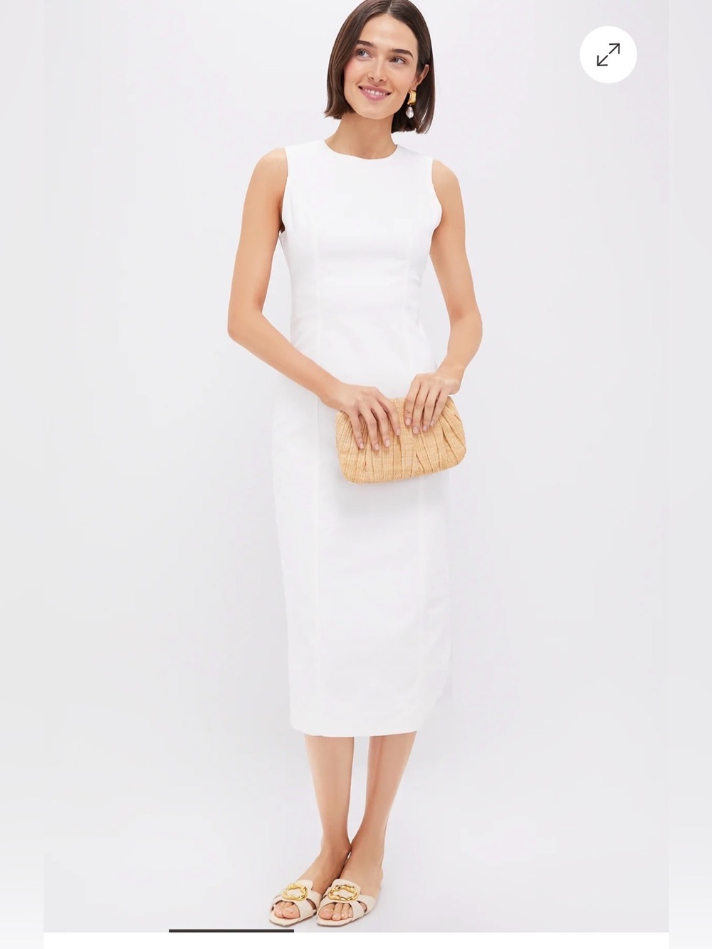 Tuckernuck Denim Aime Midi Stretch Sleeveless White Sheath Midi Dress NWT XS